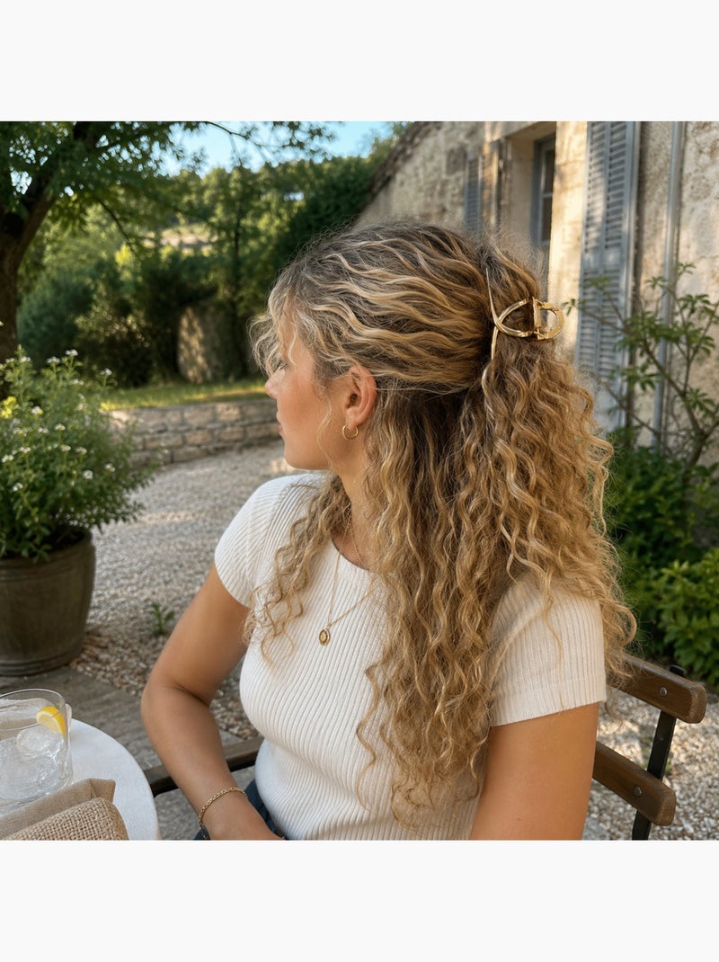 Pince crabe cheveux en métal finition dorée Gold - Kiabi
