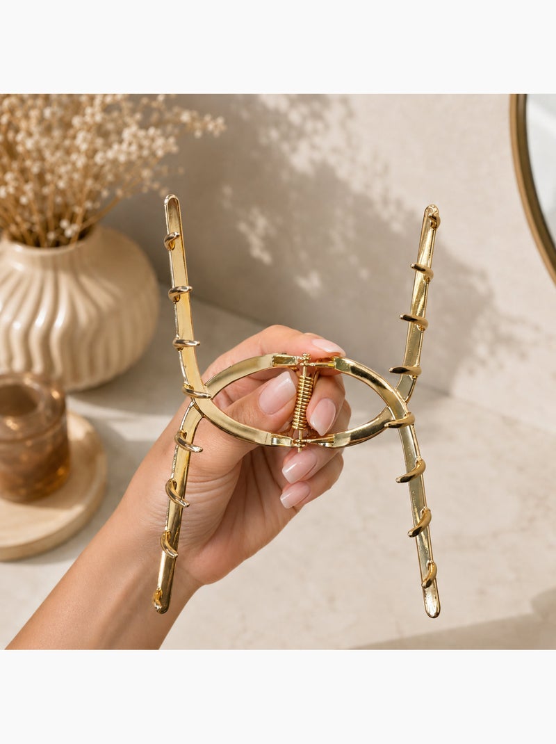 Pince crabe cheveux en métal finition dorée Gold - Kiabi