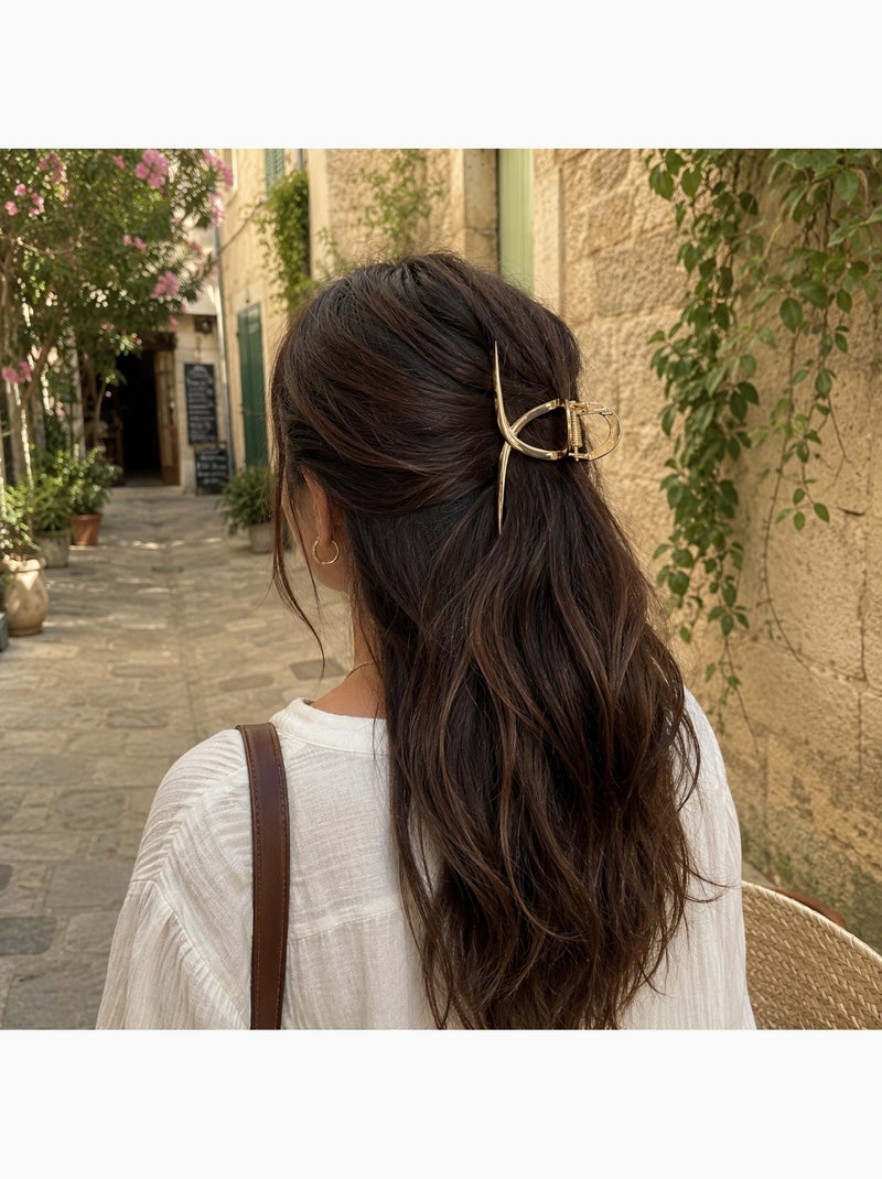 Pince crabe cheveux en métal finition dorée Gold - Kiabi