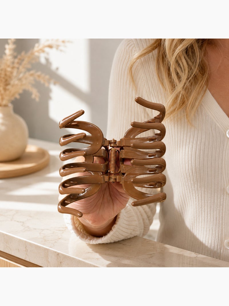 Pince crabe cheveux XXL finition satinée Cognac - Kiabi
