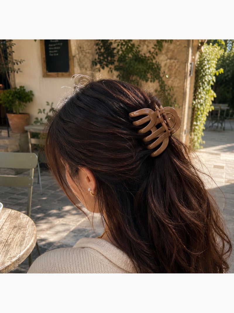 Pince crabe cheveux XXL finition satinée Cognac - Kiabi