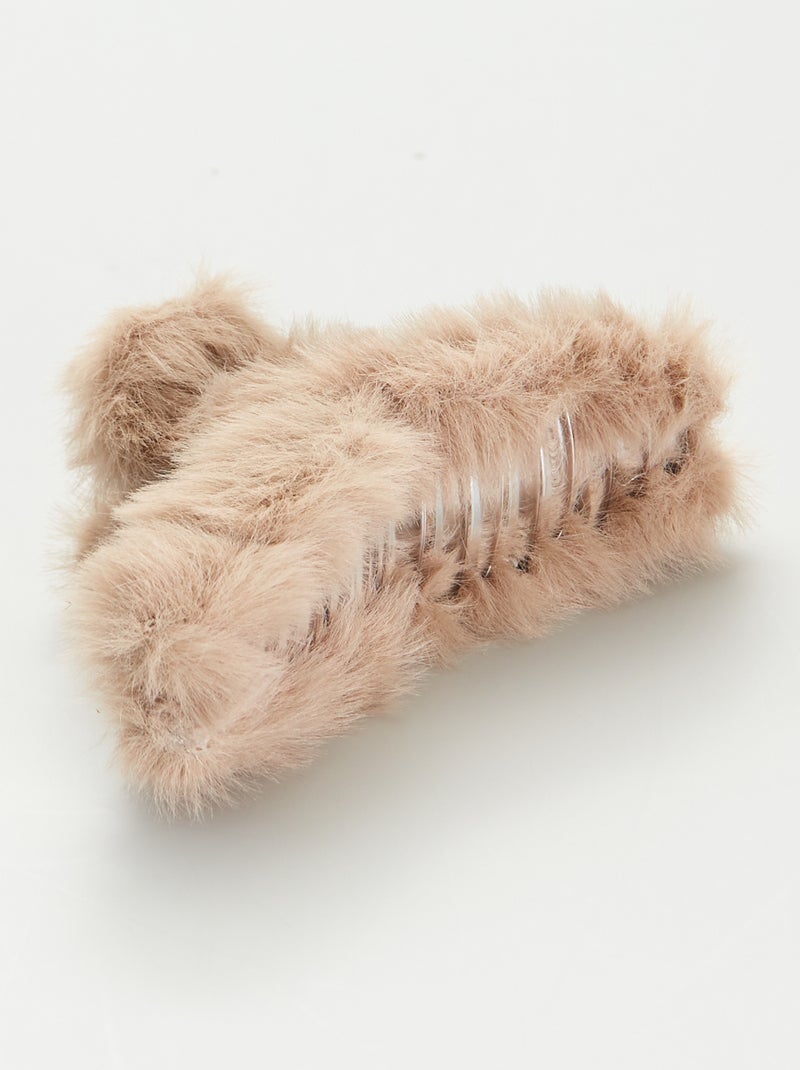 Pince crabe en fourrure Beige - Kiabi