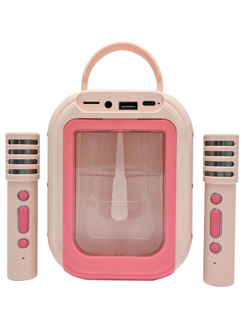 Pink bluetooth karaoke met 2 draadloze microfoons - Kiabi Pink bluetooth karaoke met 2 draadloze microfoons - Kiabi