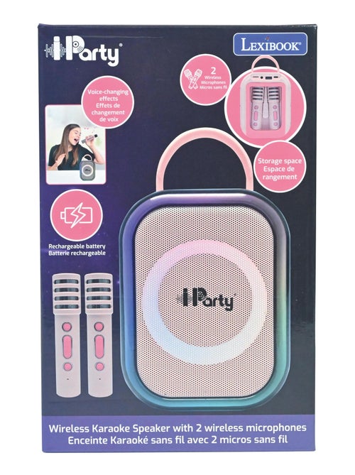 Pink bluetooth karaoke met 2 draadloze microfoons - Kiabi Pink bluetooth karaoke met 2 draadloze microfoons - Kiabi