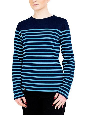 PIRIAC Dames Bretonse top van dik biologisch katoen - T-shirt met lange mouwen en strepen