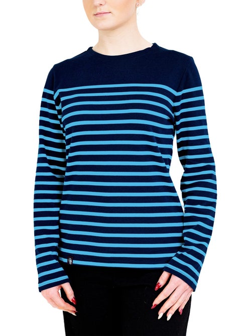PIRIAC Dames Bretonse top van dik biologisch katoen - T-shirt met lange mouwen en strepen - Kiabi