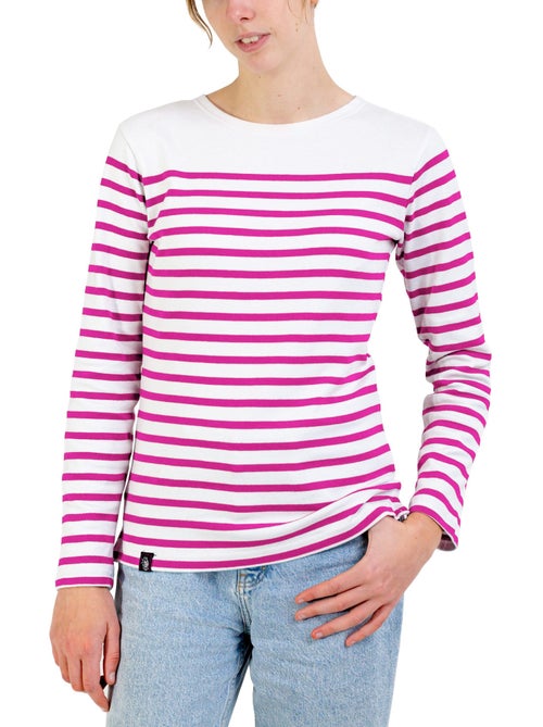 PIRIAC Dames Bretonse top van dik biologisch katoen - T-shirt met lange mouwen en strepen - Kiabi