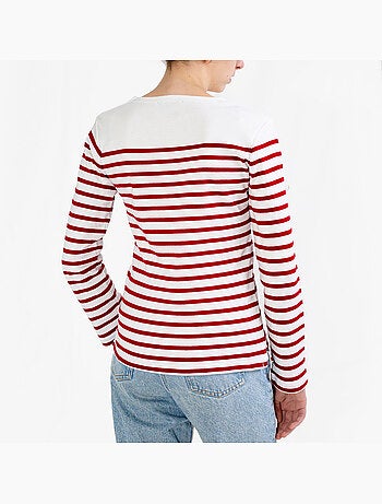 PIRIAC Dames Bretonse top van dik biologisch katoen - T-shirt met lange mouwen en strepen