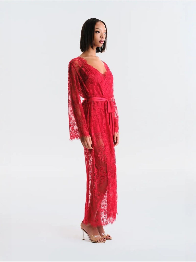 Pirra lace ochtendjas privee collectie penti Rood - Kiabi
