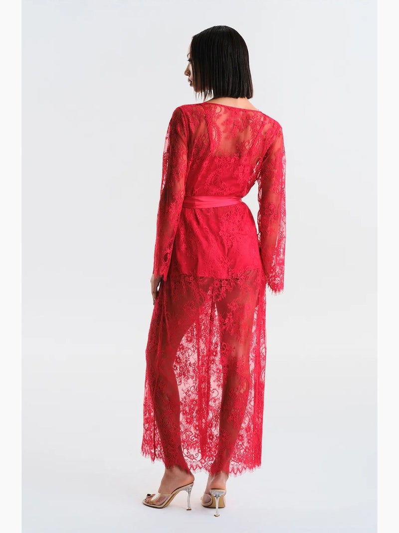 Pirra lace peignoir collection privee penti Rouge - Kiabi