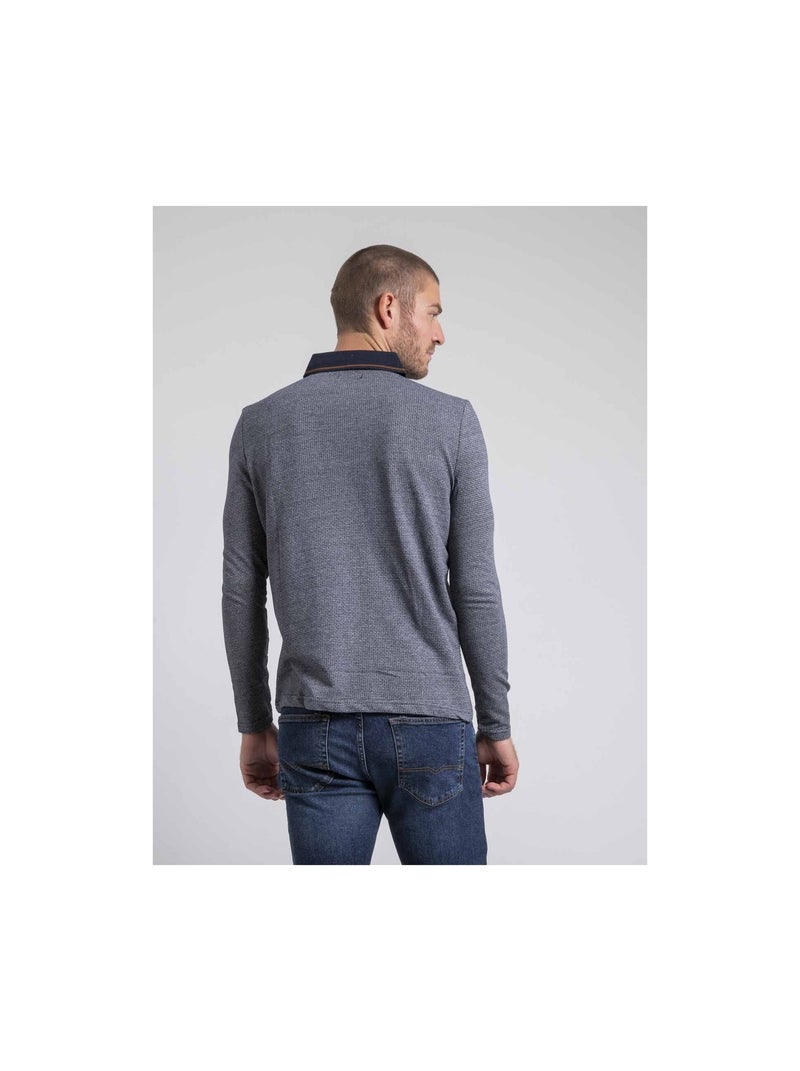 PIVALMOX poloshirt met lange mouwen van puur katoen Marineblauw - Kiabi