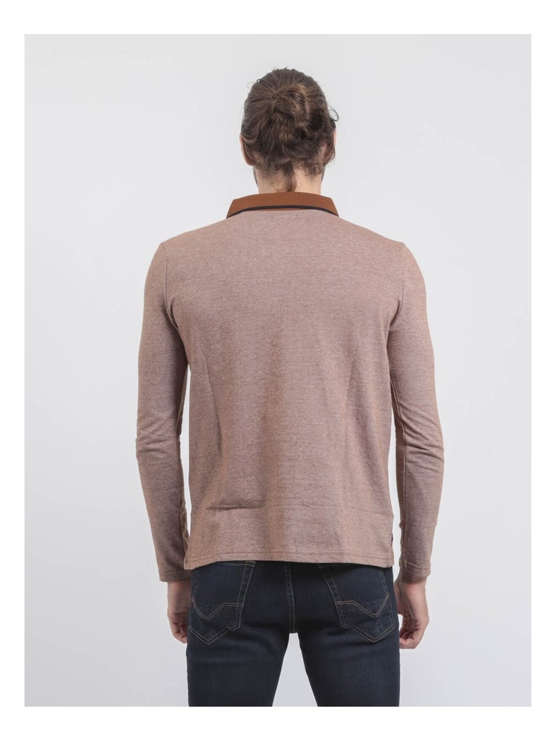 PIWANGA poloshirt met lange mouwen van puur katoen Caramelbruin - Kiabi