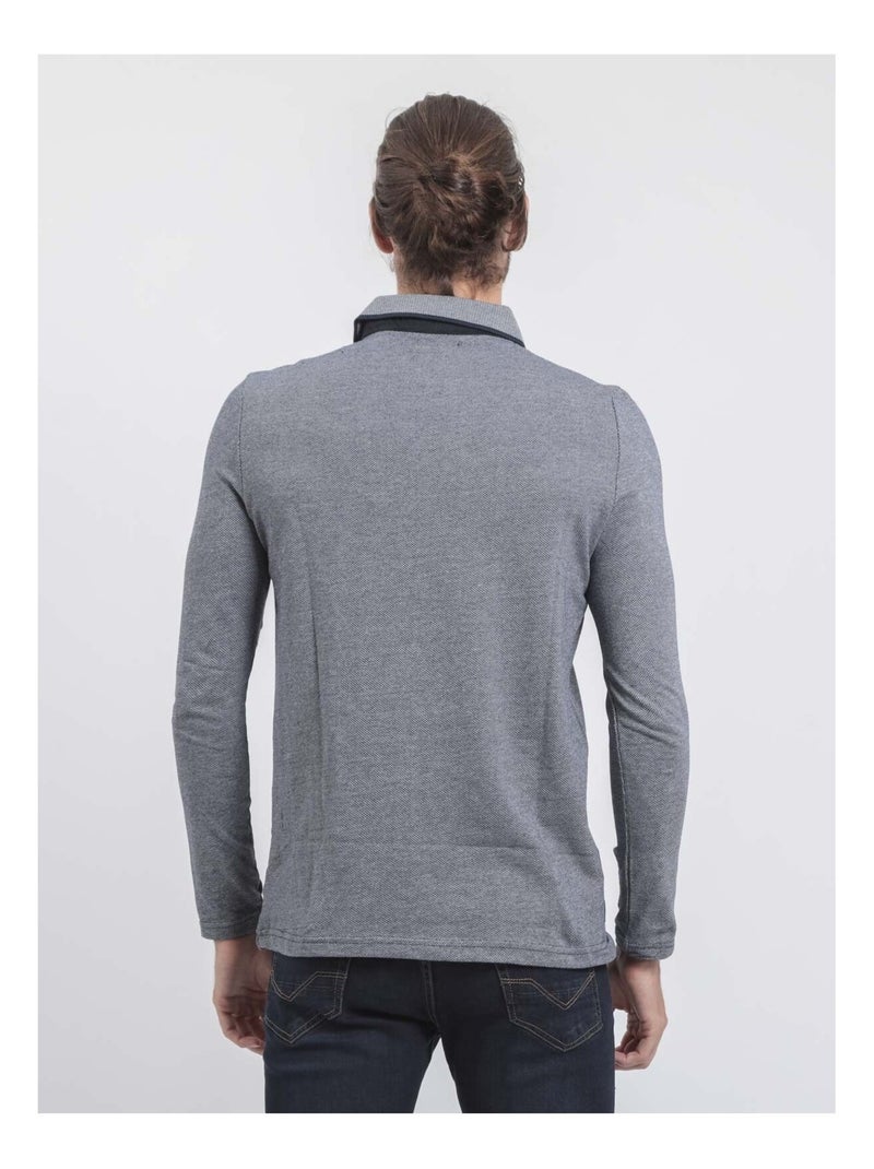 Piwanga poloshirt met lange mouwen van puur katoen Marineblauw - Kiabi