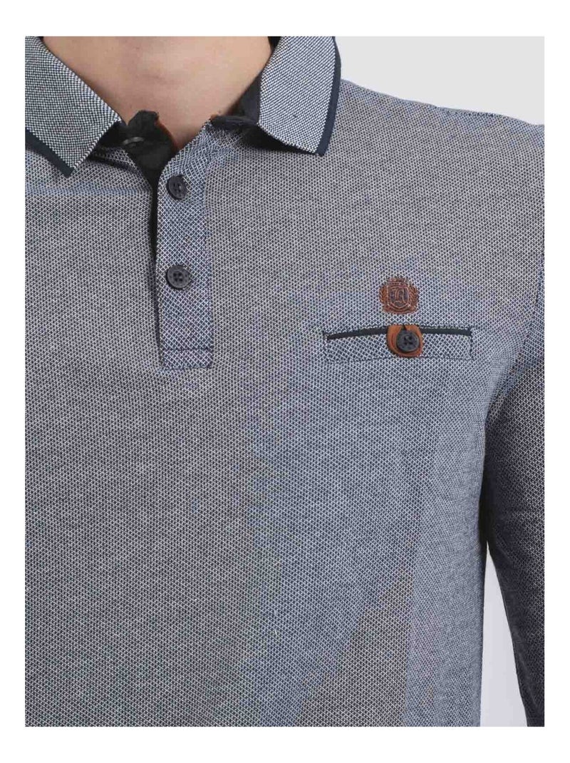 Piwanga poloshirt met lange mouwen van puur katoen Marineblauw - Kiabi