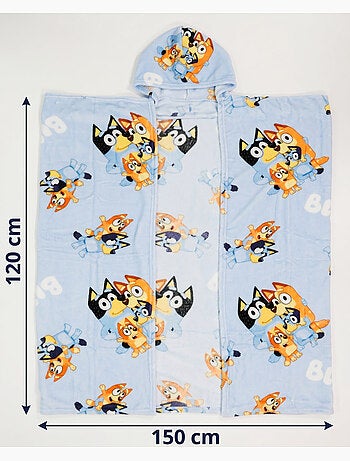 Plaid à Capuche Flanelle Bluey & Bingo 120x150cm – All-Over – 100% Polyester – Licence Officielle