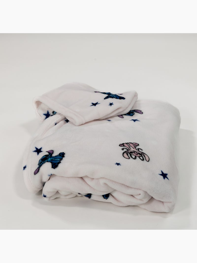 Plaid à Capuche Flanelle Disney Stitch & Angel 120x150cm – Étoiles Rose Pâle – 100% Polyester – Lice Noir Rose - Kiabi
