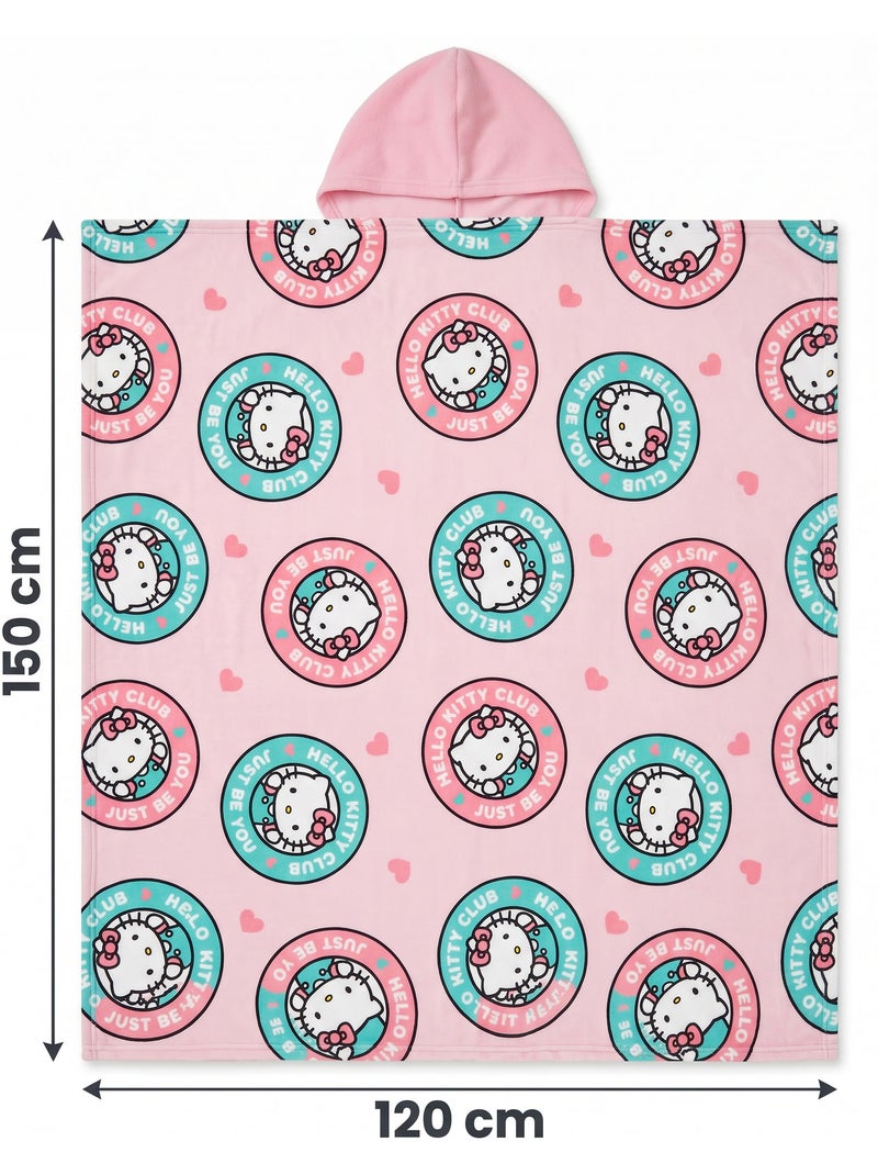 Plaid à Capuche Flanelle Hello Kitty Club 120x150cm – Doux et Chaud – Licence Officielle Beige/Rose - Kiabi