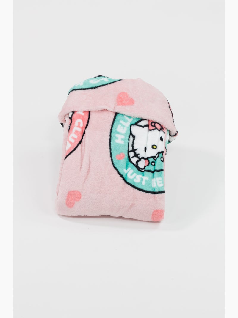 Plaid à Capuche Flanelle Hello Kitty Club 120x150cm – Doux et Chaud – Licence Officielle Beige/Rose - Kiabi