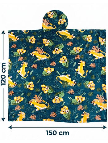 Plaid à Capuche Flanelle Le Roi Lion Simba 120x150cm – Doux et Chaud – Licence Officielle Disney