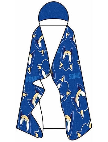 Plaid à Capuche Flanelle Sonic the Hedgehog 120x150cm – Doux et Chaud – Licence Officielle SEGA