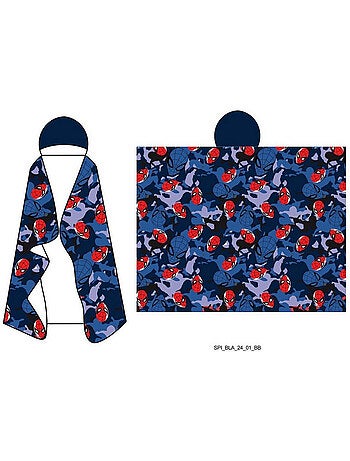 Plaid à Capuche Flanelle Spider-Man Marvel 120x150cm – All-Over Camo – Licence Officielle Marvel