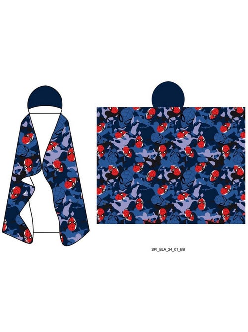 Plaid à Capuche Flanelle Spider-Man Marvel 120x150cm – All-Over Camo – Licence Officielle Marvel - Kiabi