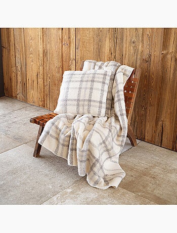Plaid à carreaux - Effet mohair avec dos sherpa