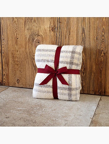 Plaid à carreaux - Effet mohair avec dos sherpa