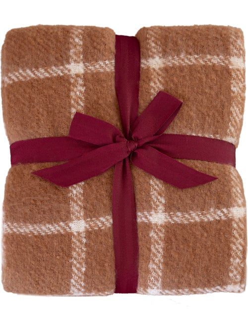 Plaid à carreaux aspect mohair avec franges - Kiabi Plaid à carreaux aspect mohair avec franges - Kiabi