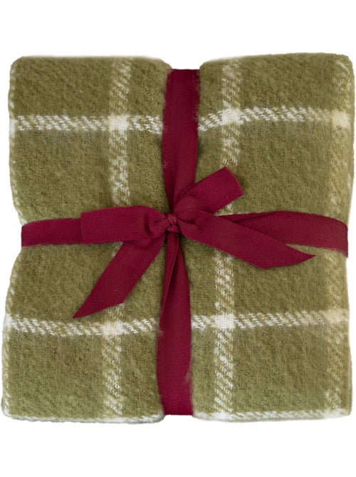 Plaid à carreaux aspect mohair avec franges - Kiabi