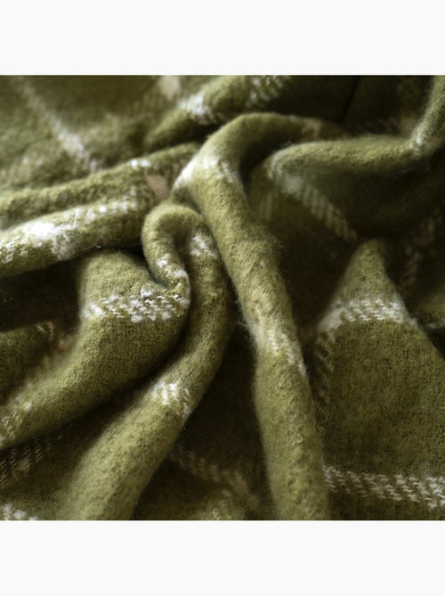 Plaid à carreaux aspect mohair avec franges - Kiabi