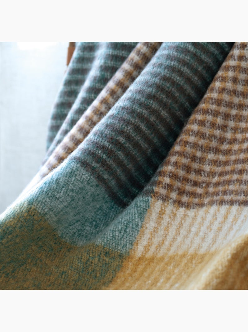 Plaid à carreaux aspect mohair doux Bleu paon - Kiabi