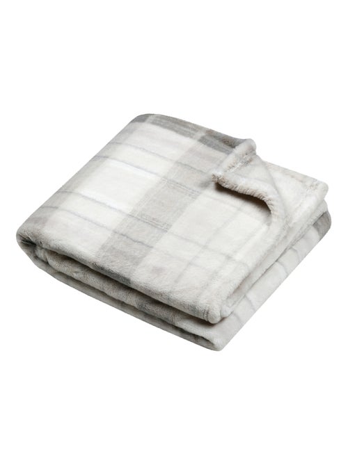 Plaid à carreaux écossais en imitation fourrure - Kiabi