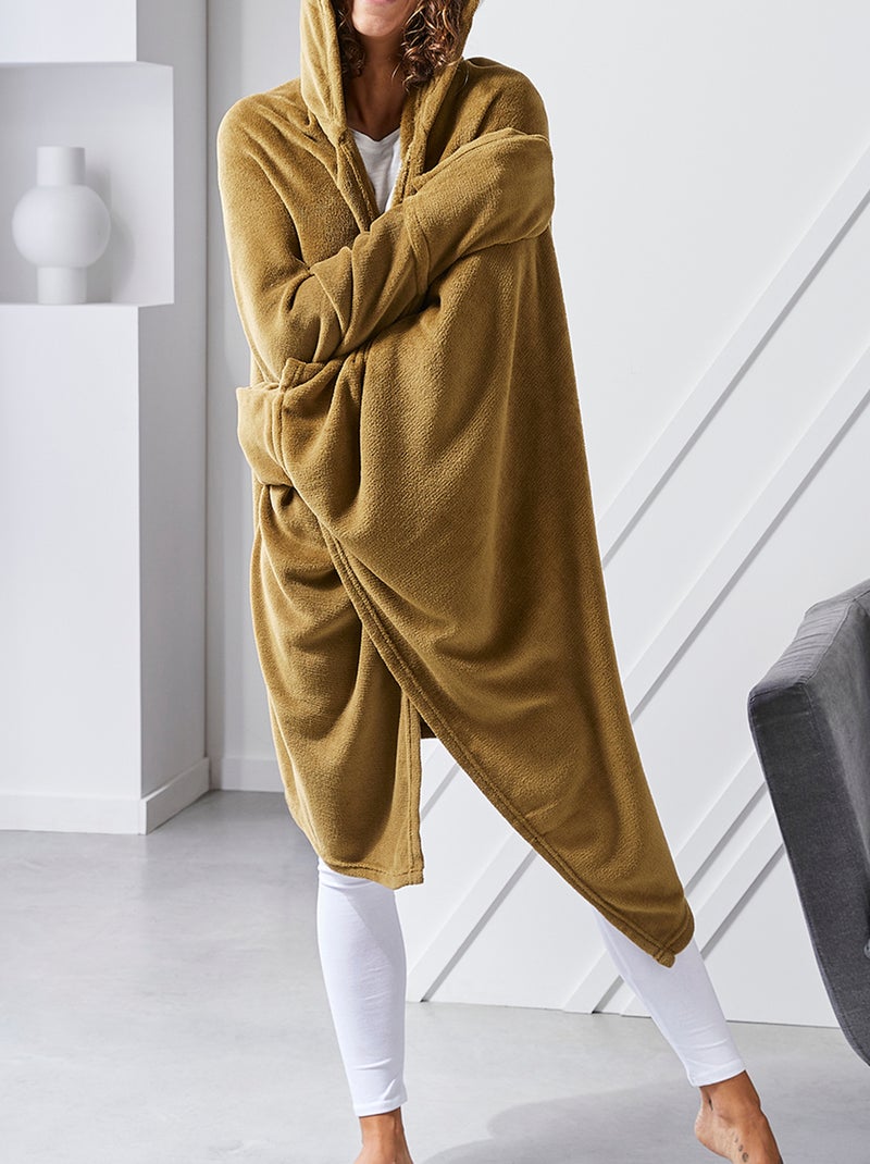 Poncho De Surf HOMELEVEL - Peignoir Plage Coton Avec Capuche Et Poche