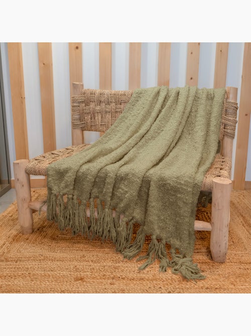 Plaid bouclette doux avec franges - Kiabi Plaid bouclette doux avec franges - Kiabi