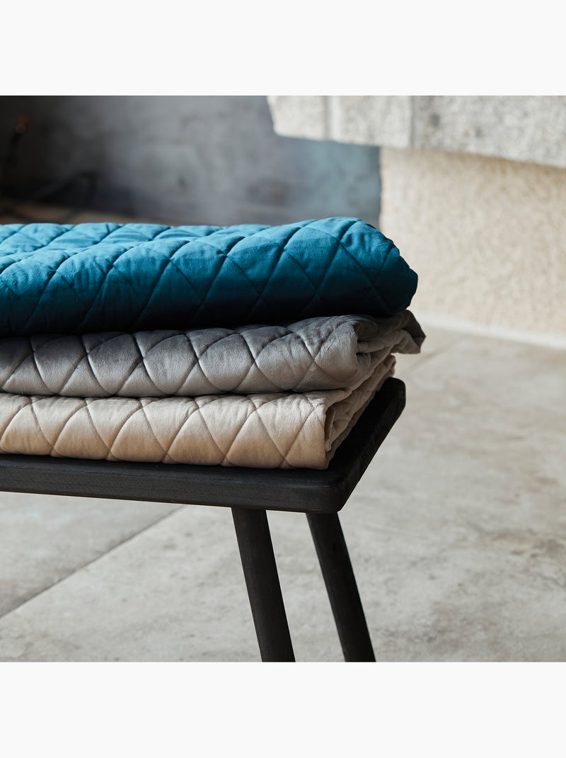 Plaid canapé en velours matelassé Bleu paon - Kiabi