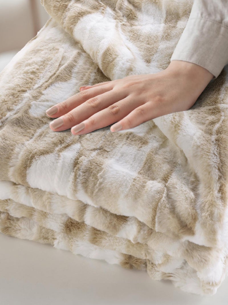 Plaid Cheyenne Imitation Fourrure / Sherpa Beige coquille - Kiabi