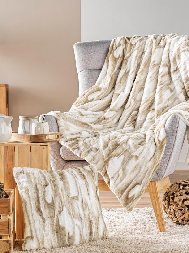 Plaid Cheyenne Imitation Fourrure / Sherpa Beige coquille - Kiabi