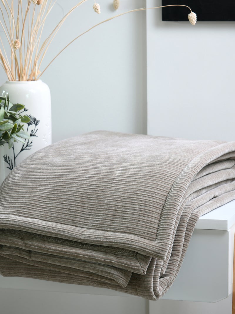 Plaid côtelé ultra doux Beige coquille - Kiabi