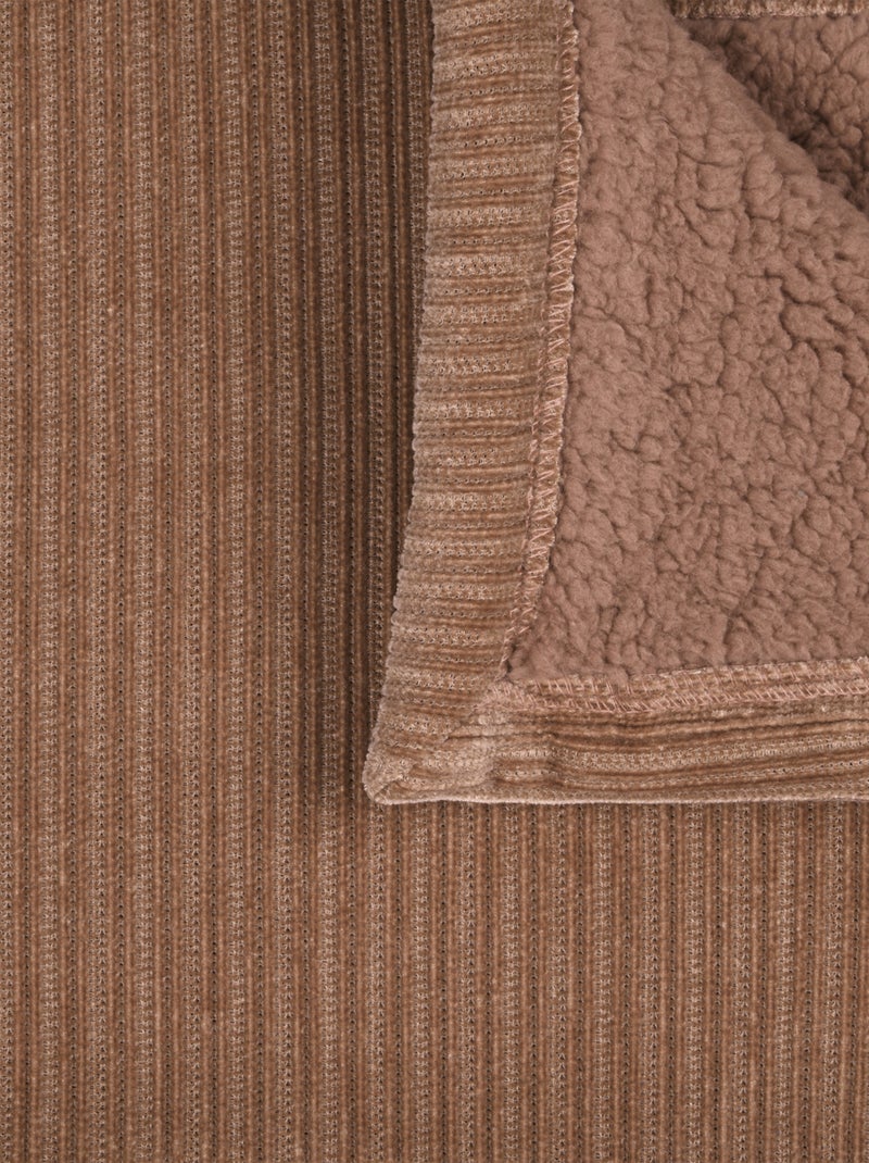 Plaid côtelé ultra doux Marron clair - Kiabi