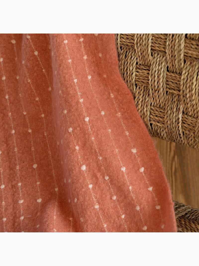 Plaid doux à franges aspect mohair Terracotta - Kiabi