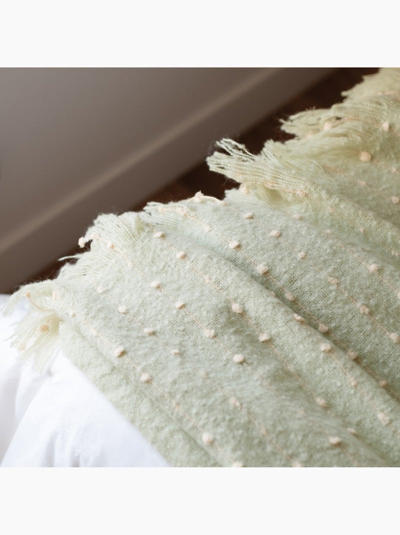 Plaid doux à franges aspect mohair Vert - Kiabi