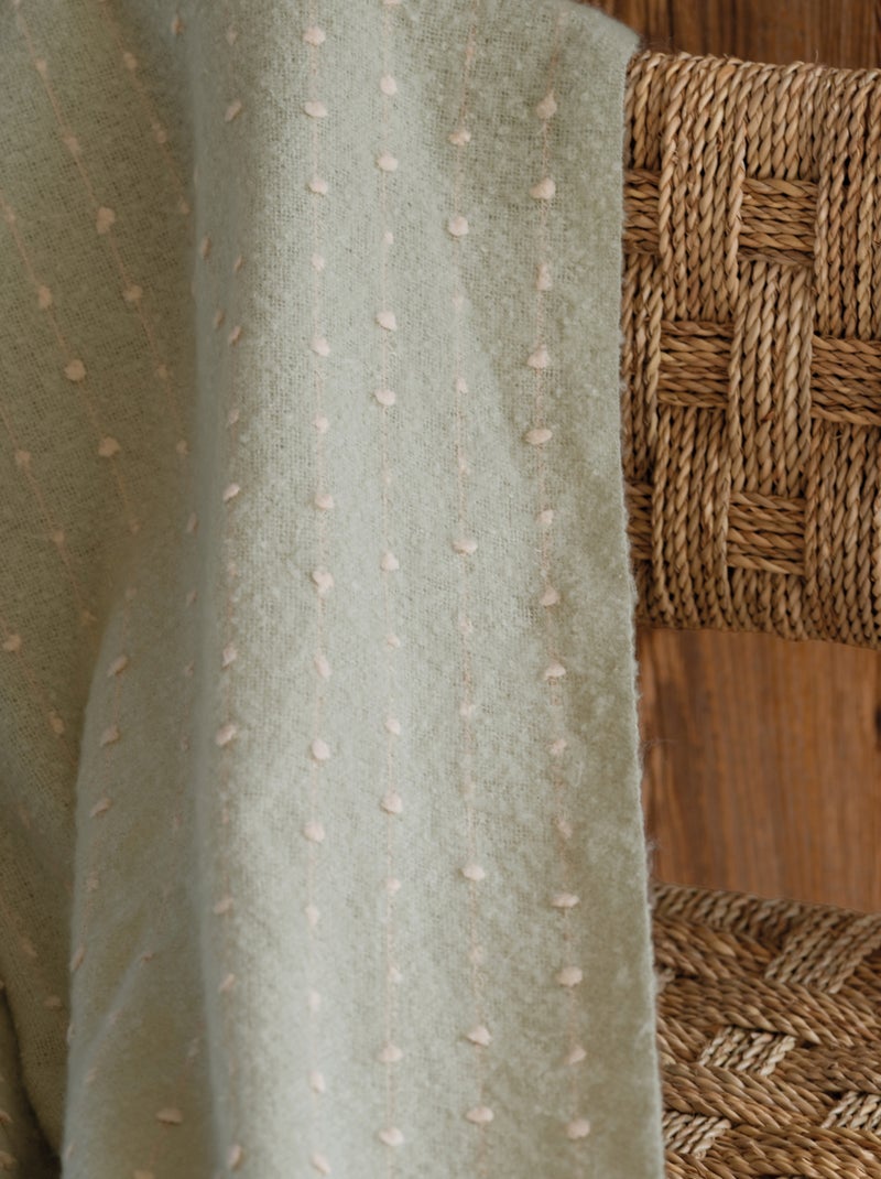 Plaid doux à franges aspect mohair Vert - Kiabi