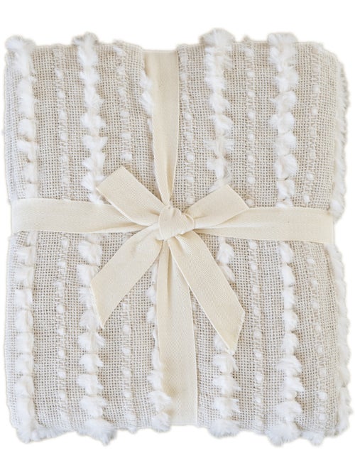Plaid en chenille texturée avec franges - Kiabi Plaid en chenille texturée avec franges - Kiabi