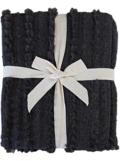 Plaid en chenille texturée avec franges - Kiabi Plaid en chenille texturée avec franges - Kiabi