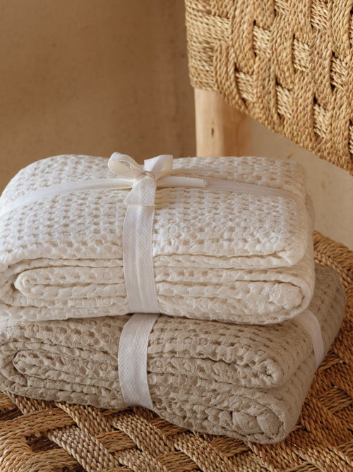 Plaid en coton gaufré - Kiabi Plaid en coton gaufré - Kiabi