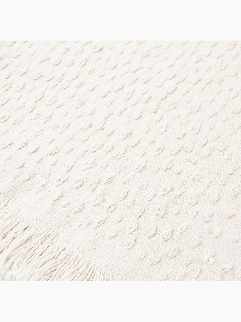 Plaid en coton jacquard à motif goutte d’eau Crème - Kiabi