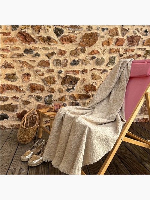 Plaid en coton jacquard à motif goutte d’eau - Kiabi