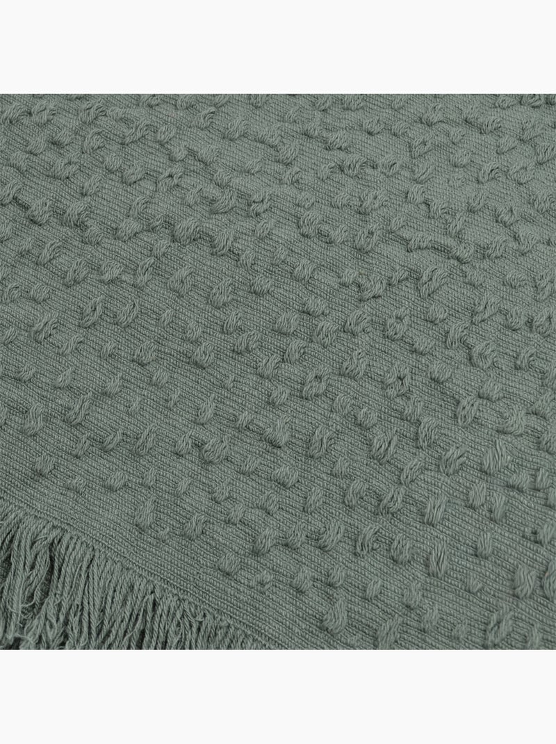 Plaid en coton jacquard à motif goutte d’eau Kaki - Kiabi