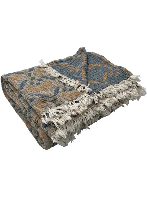 Plaid en gaze de coton lavée à motif végétal - Kiabi Plaid en gaze de coton lavée à motif végétal - Kiabi